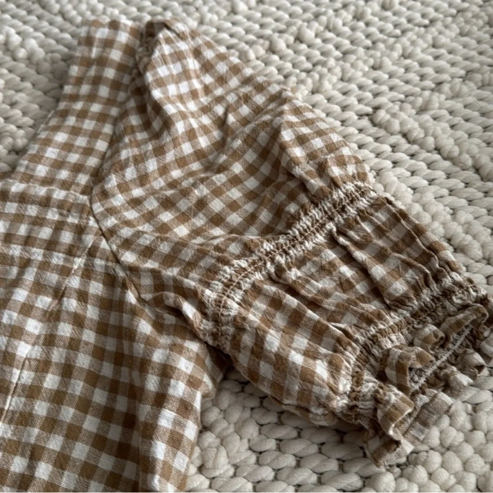Madewell Gingham Jacquard Square Neck Puff Sleeve Top| Trendy Preppy Business - Picture 6 of 6